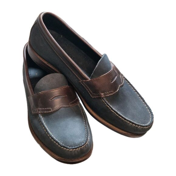 GH Bass Weejuns Logan Leather Penny Loafers Mens Sz 10 D Blue / Brown Flat Strap main image 10